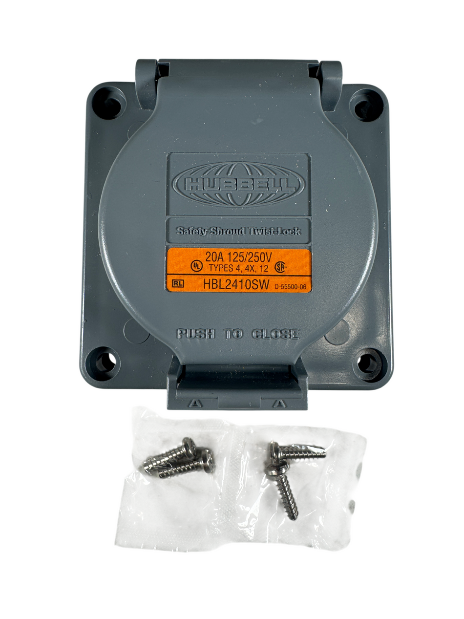 Hubbell HBL2410SW 1PH 125/250VAC 20A 16-8 AWG 3 Poles L14-20R Locking Receptacle