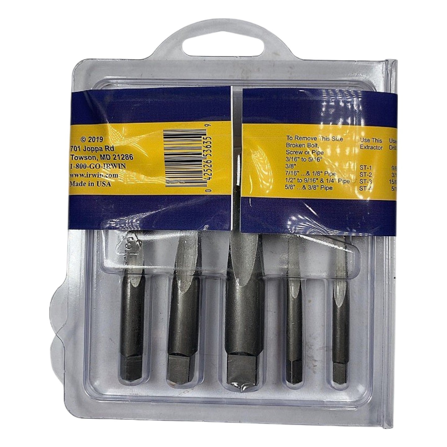 Irwin 53635 straight flute screw extractor set