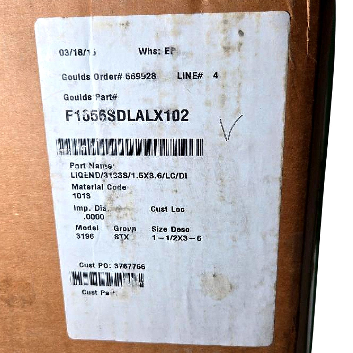 ITT Goulds F1656SDLALX102 centrifugal pump liquid end