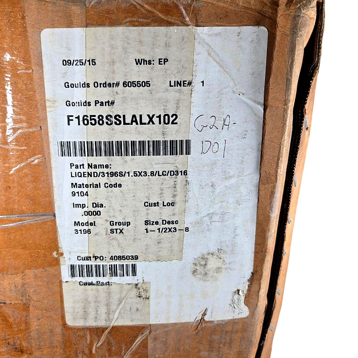 ITT Goulds F1658SSLALX102 Centrifugal Pump Liquid End