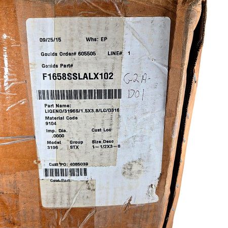 ITT Goulds F1658SSLALX102 Centrifugal Pump Liquid End
