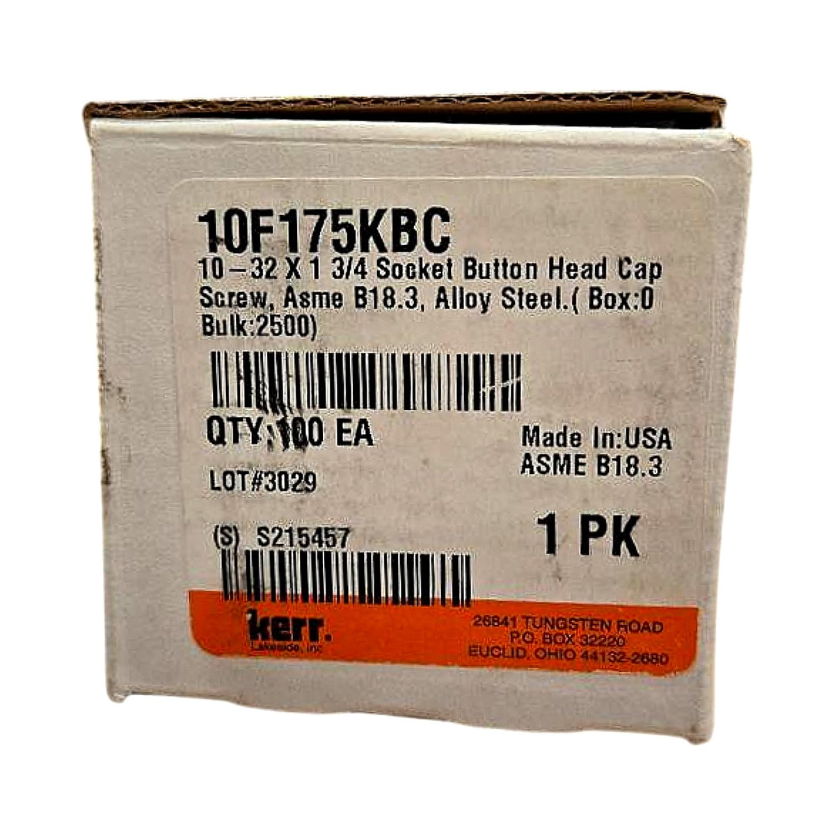 Kerr 10F175KBC Socket Button Head Cap Screw