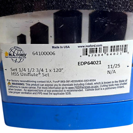 M.A. Ford 64100006 HSS Uniflute Countersink Set