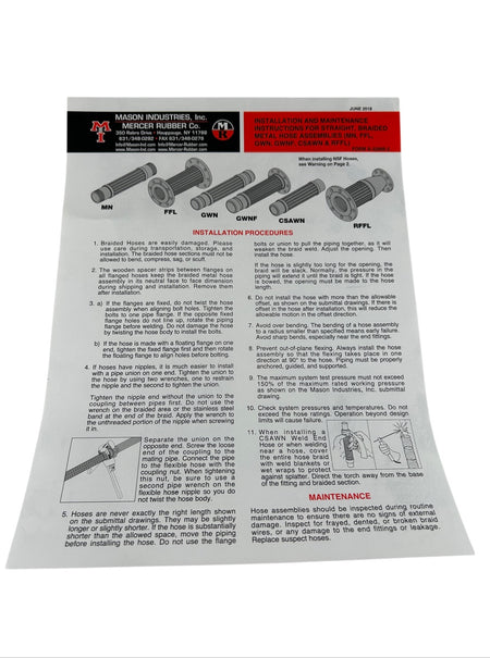 Mason-mercer FFL flexible metal hose assembly
