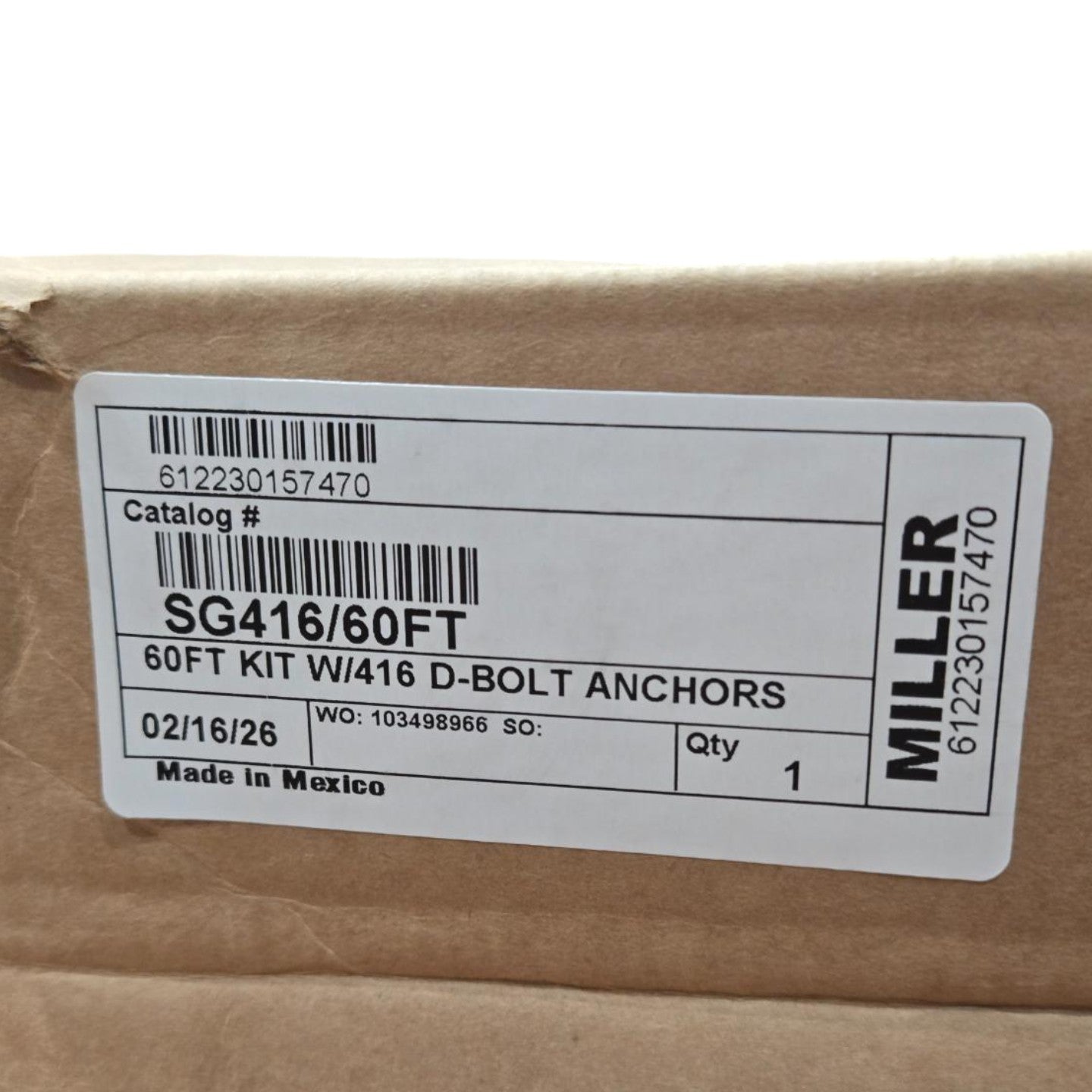 Miller SG416/60FT horizontal lifeline kit
