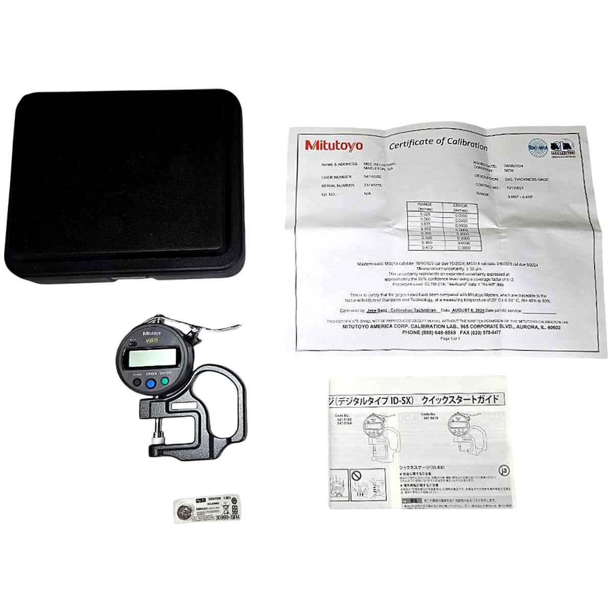 Mitutoyo 547-500S-CAL digital thickness gauge