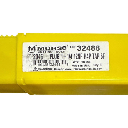 Morse 32488 1-1/4-12 NF H4 HSS Plug Hand Tap