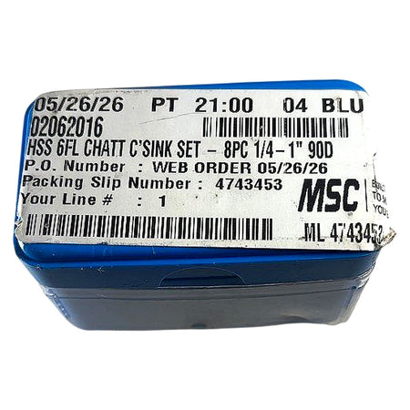 MSC Chatterless 8 Pc HSS HSS countersink set