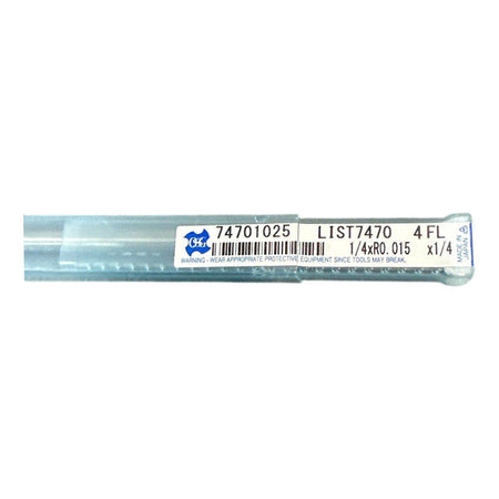 OSG 74701025 Carbide Corner Radius End Mill