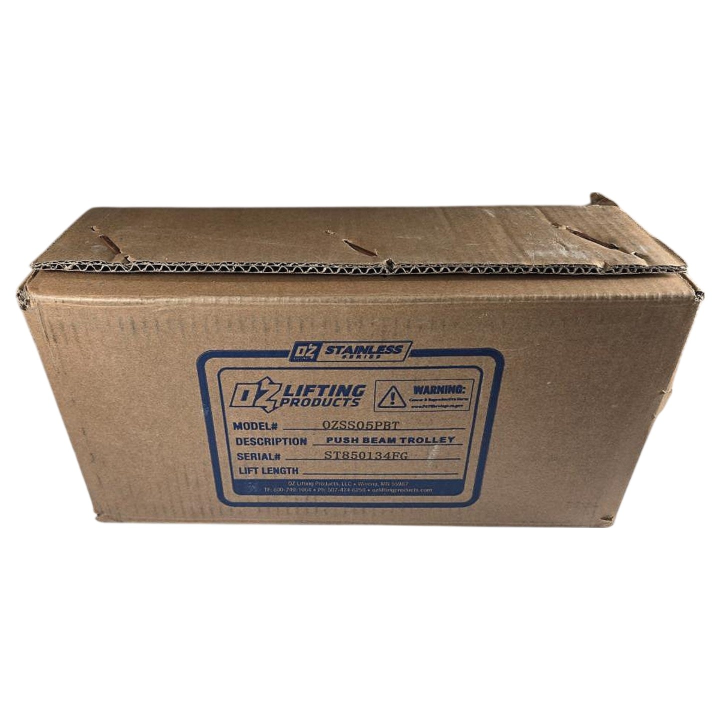 OZ Lifting Products OZSS05PBT stainless steel push beam trolley