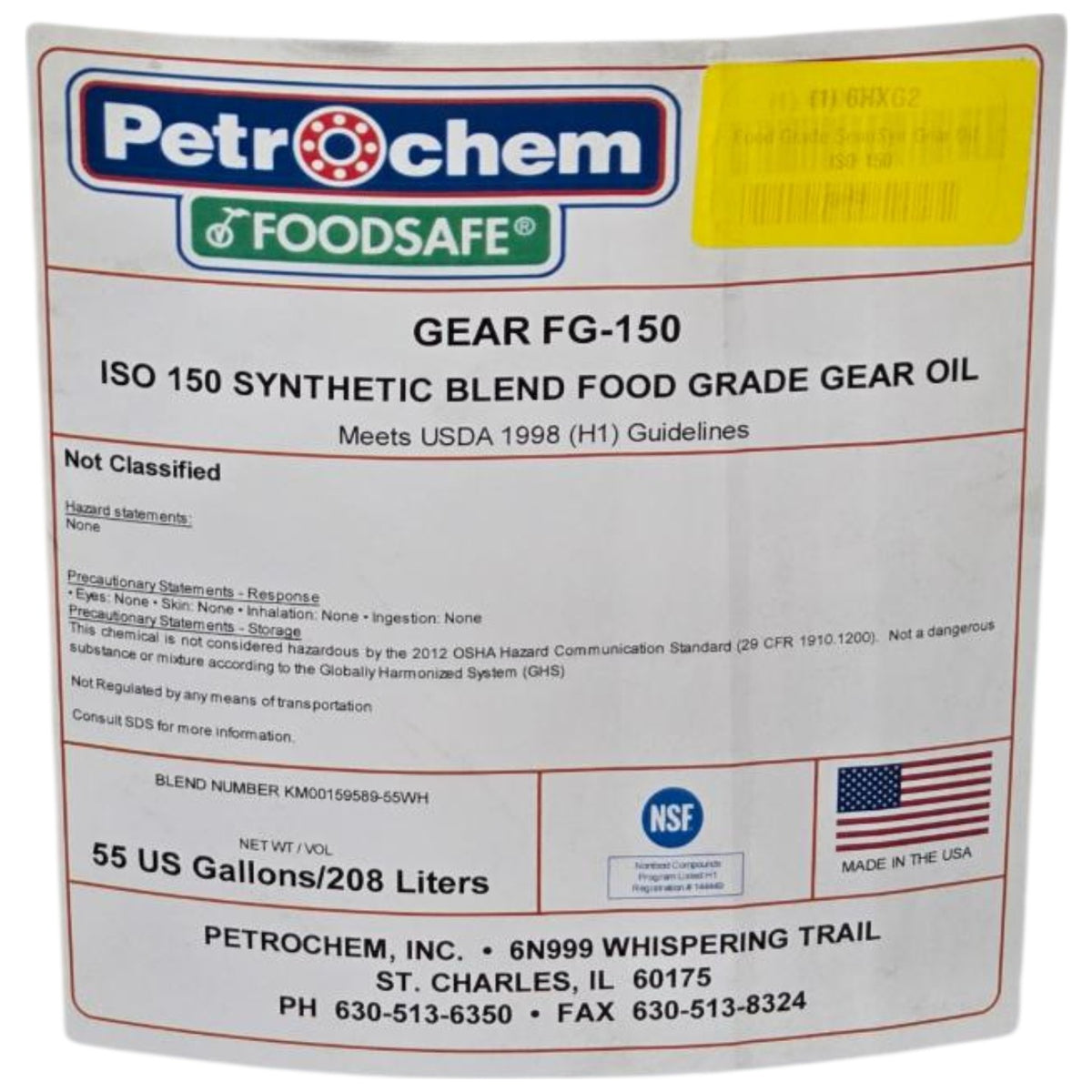 PetroChem FG-150-055 food grade gear oil drum