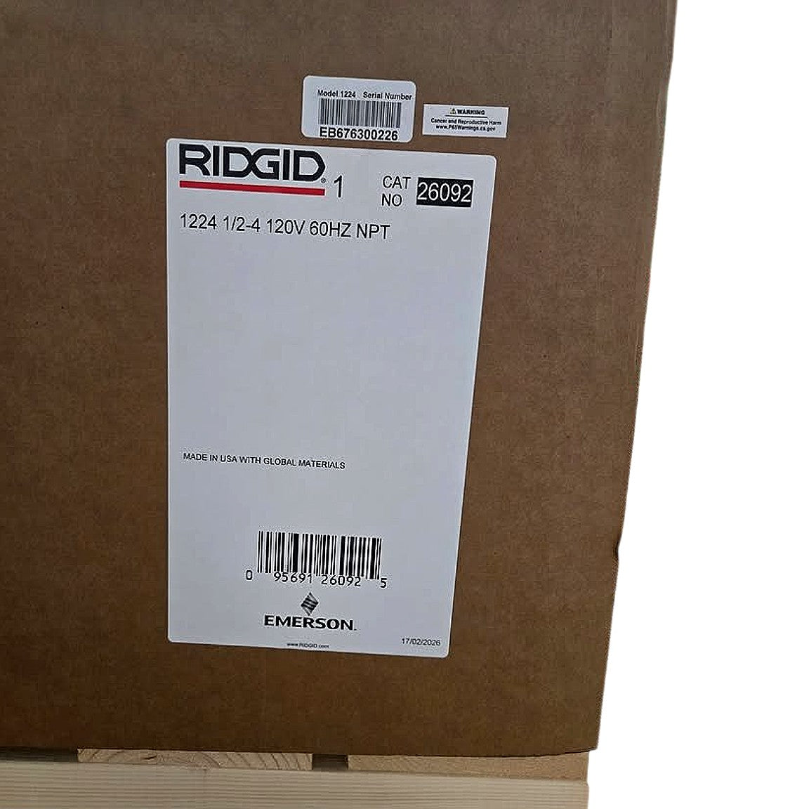Ridgid 26092 pipe threading machine