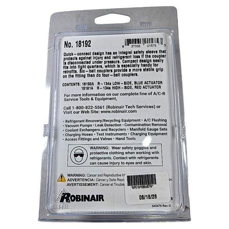 Robinair Couplers 18192 R-134a Manual Coupler Set