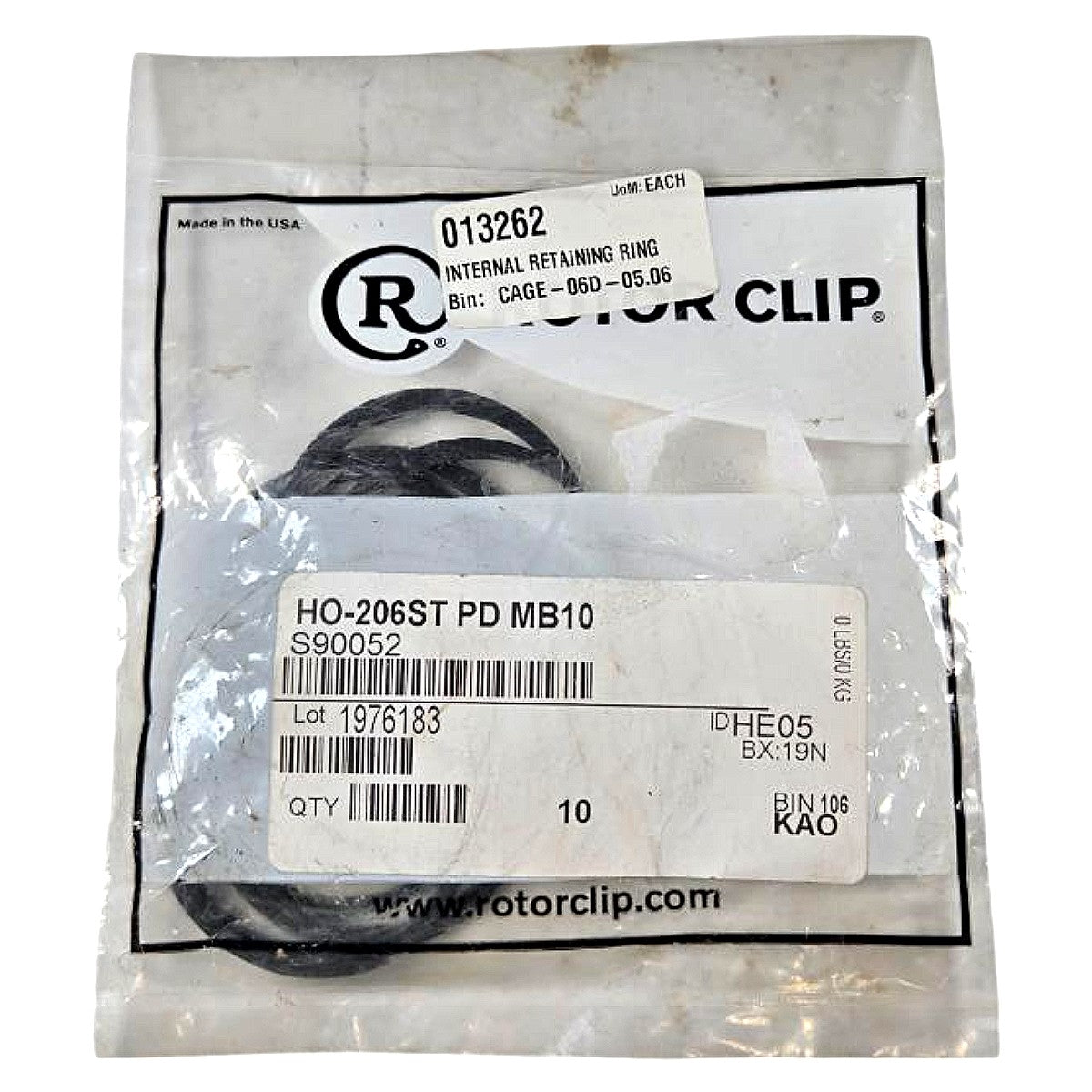 Rotor Clip HO-206ST PD MB10 Internal Retaining Ring