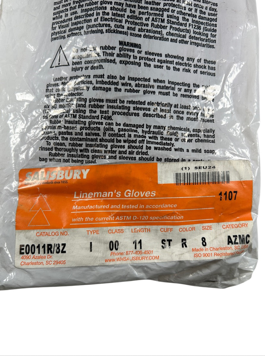 Salisbury E0011R/8 electrical insulating rubber gloves