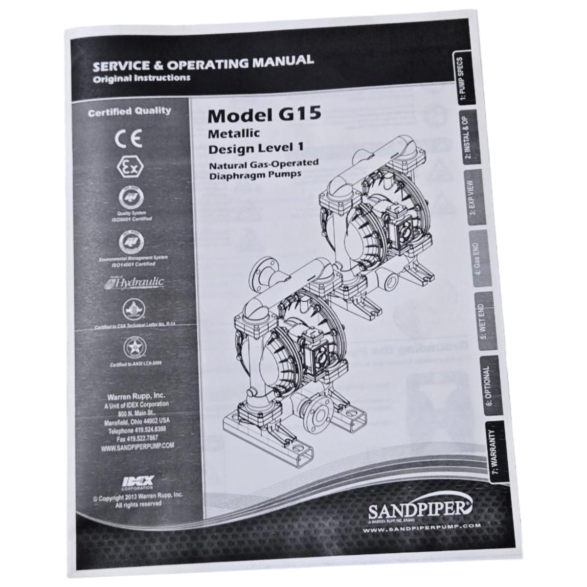 Sandpiper G15B1ATTXNSX00 air-operated double diaphragm pump