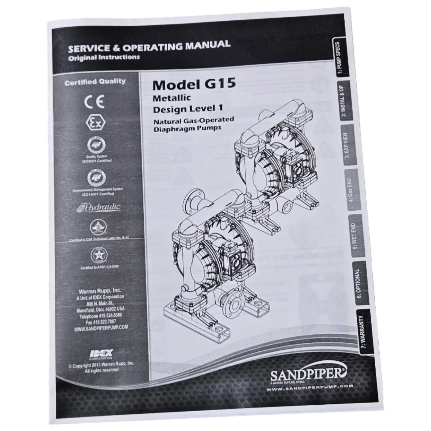 Sandpiper G15B1ATTXNSX00 air-operated double diaphragm pump