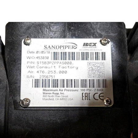 Sandpiper S15B3PZPPAS000 Air-Operated Double-Diaphragm Pump