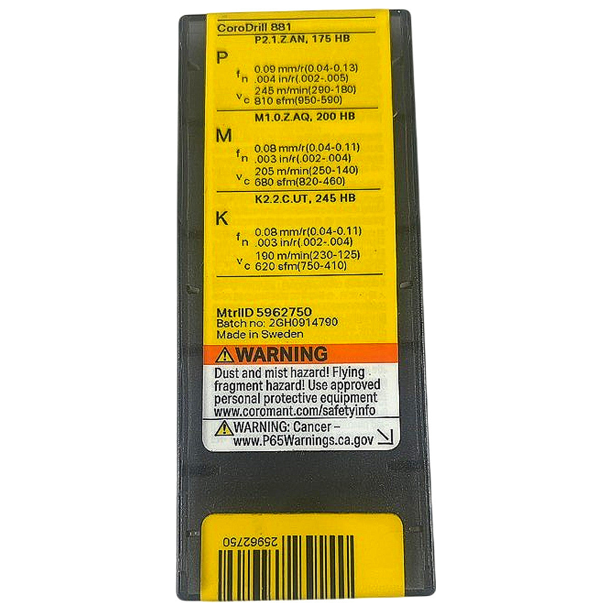 Sandvik 881-02 02 04M-P-GM1 4024 carbide drilling insert