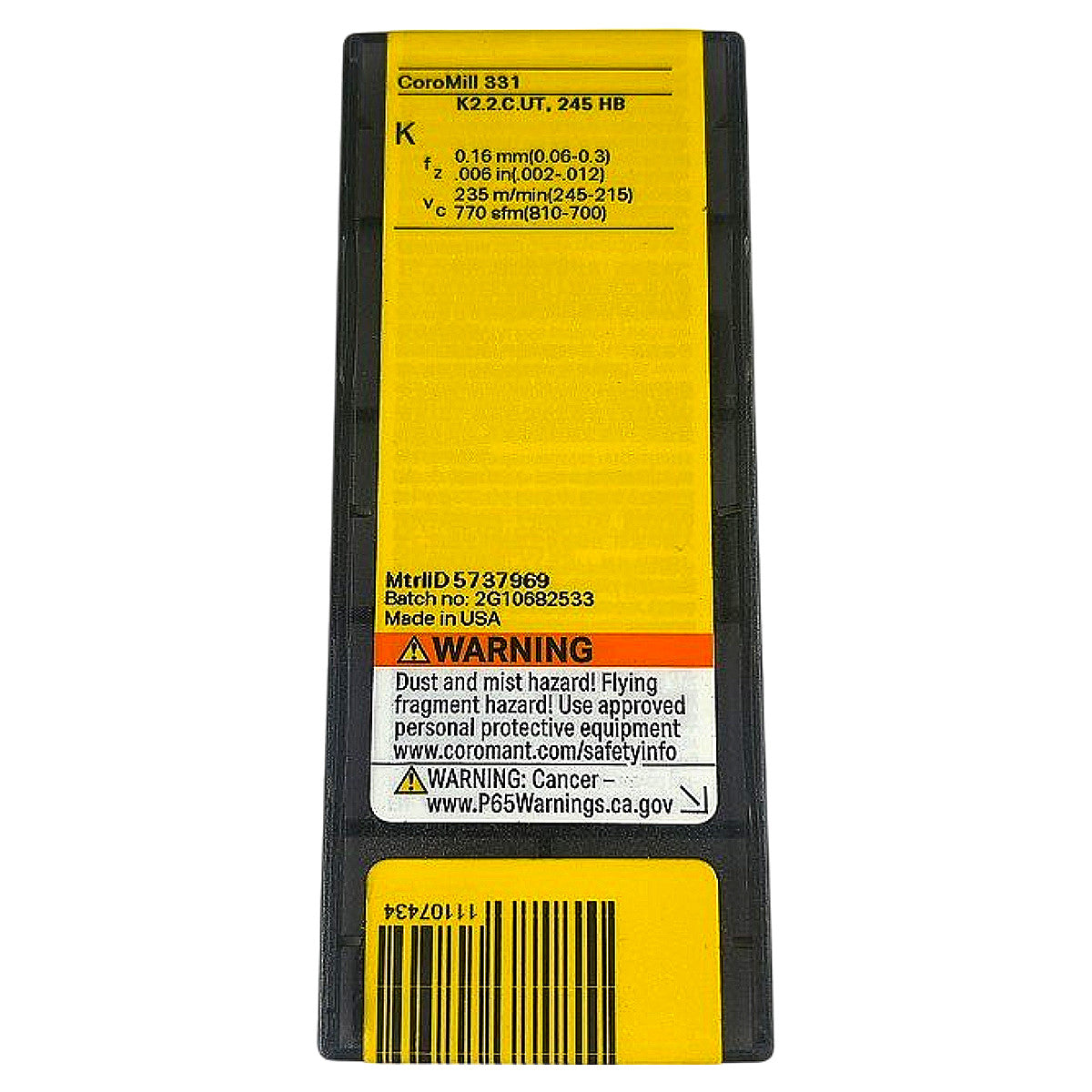 Sandvik N331.1A-08 45 08M-KM3040 CoroMill carbide milling insert
