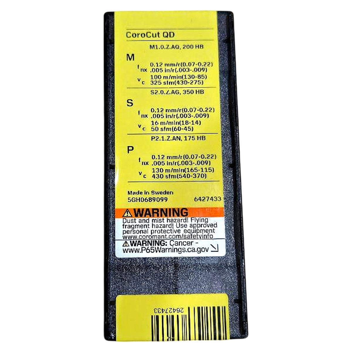Sandvik QD-NJ-0500-0002-CM 1145 carbide grooving insert