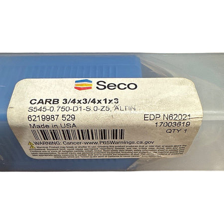 Seco S545-0.750-D1-S.0-Z5 carbide square end mill