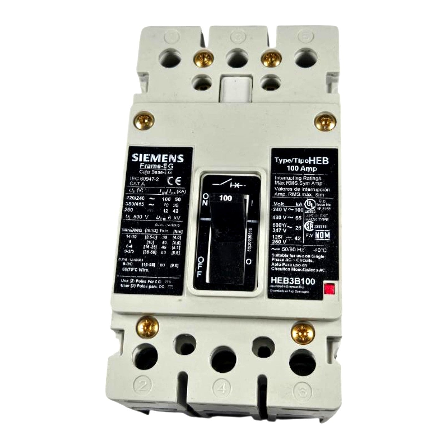 Siemens HEB3B100B molded case circuit breaker