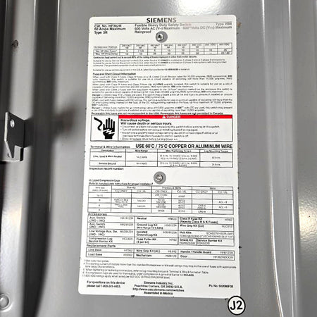 Siemens HF362R fusible safety switch