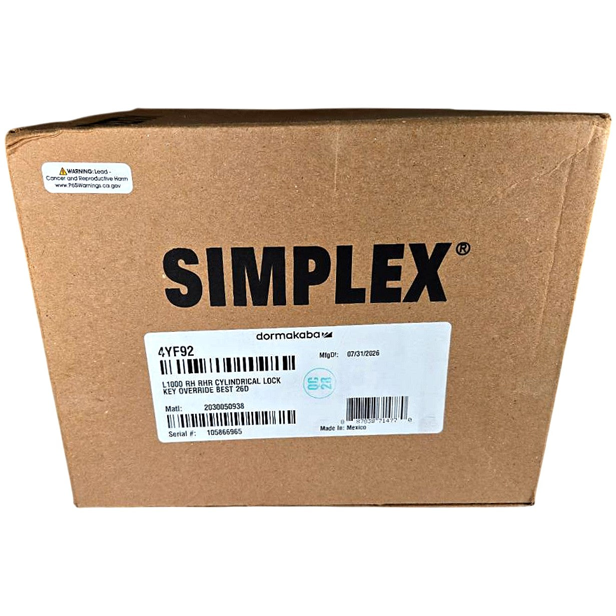 Simplex LR-1021-B-26D-41 mechanical pushbutton lockset