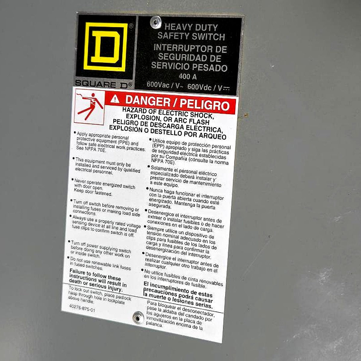 Square D H365R heavy duty safety switch