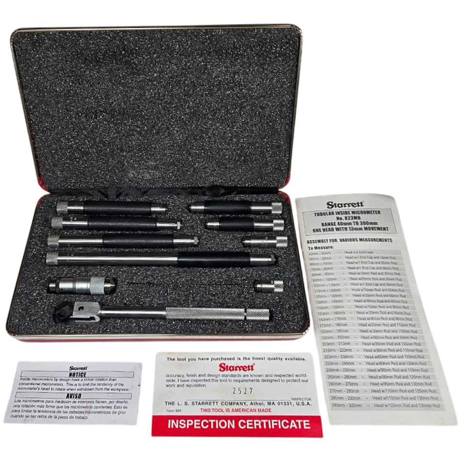 Starrett 823BZ tubular inside micrometer set