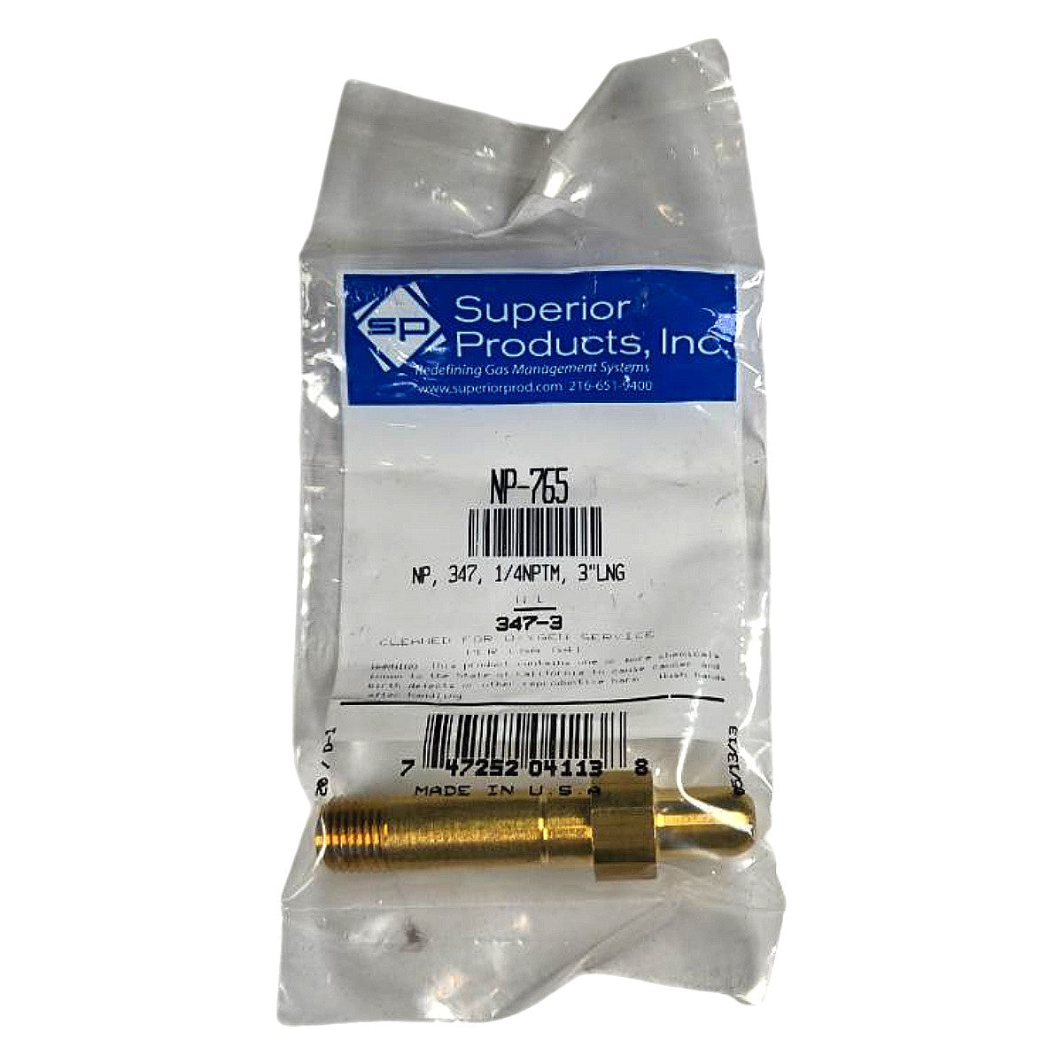 Superior Products NP-765 brass gas cylinder nipple
