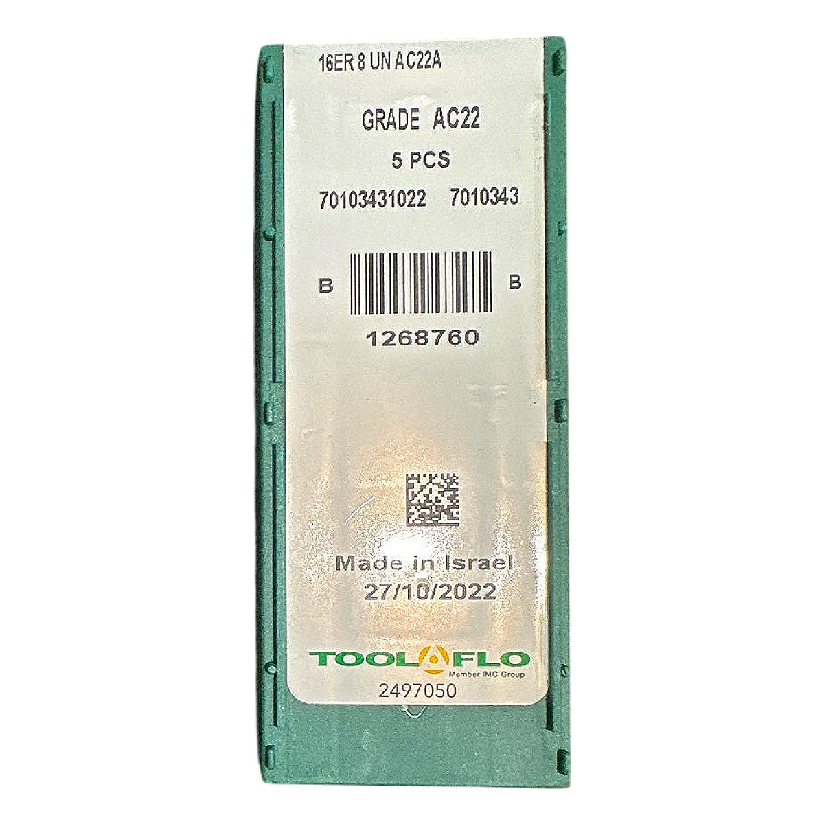 Tool Flo 16ER8UN AC22A carbide threading insert