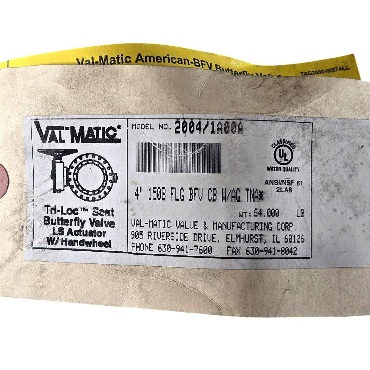 Val-Matic 2004/1A00A flanged butterfly valve