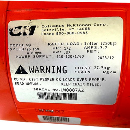 Valustar 2401-10 Electric Chain Hoist