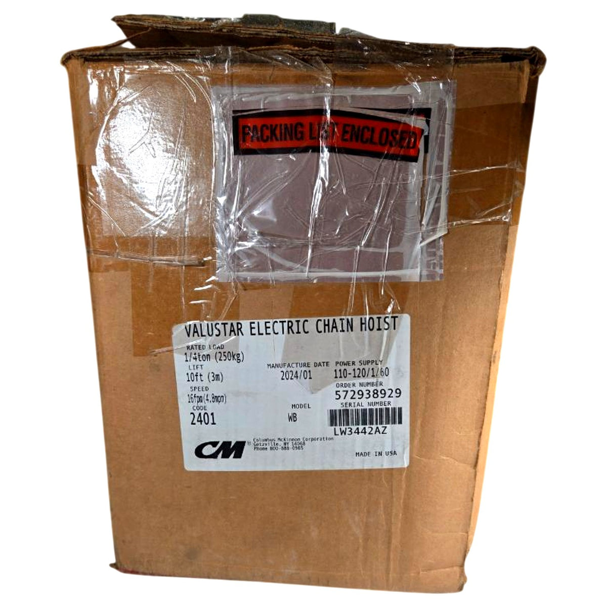Valustar 2401-10 Electric Chain Hoist