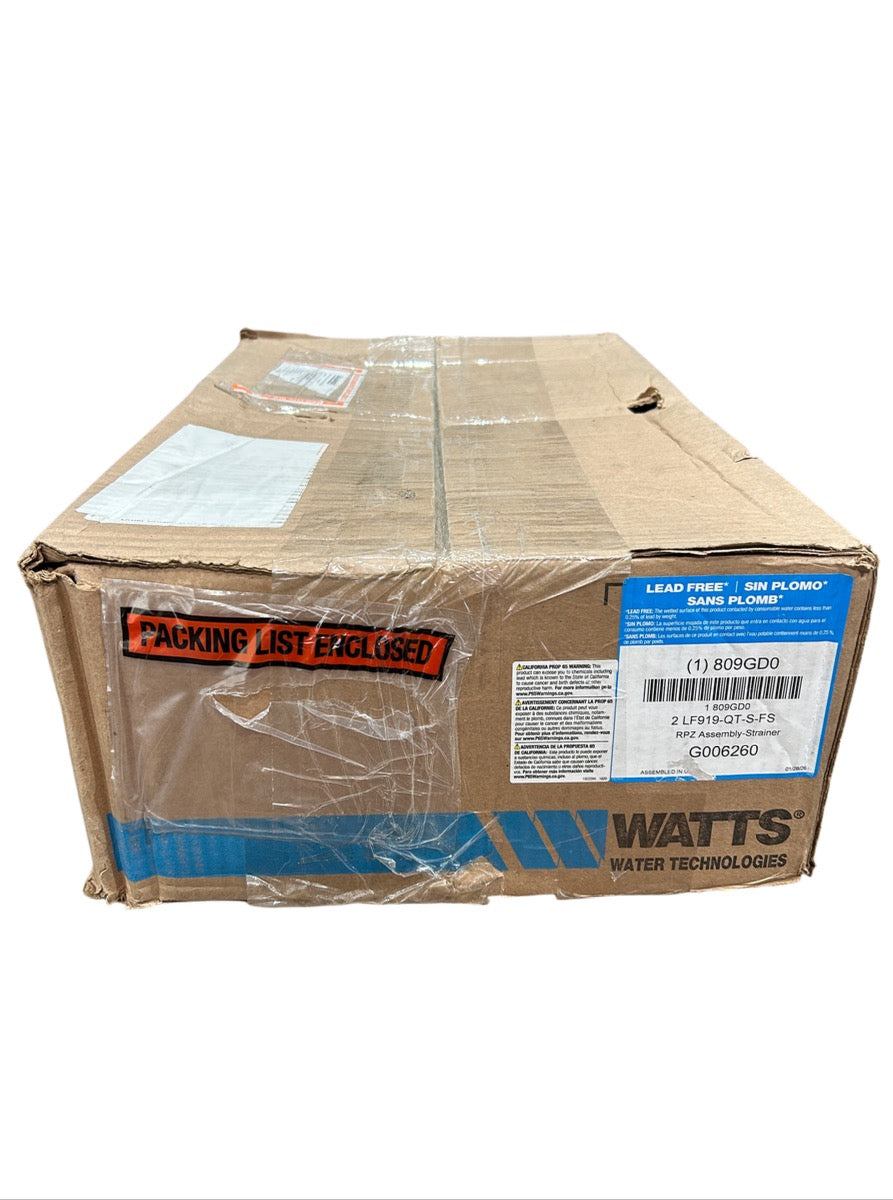 Watts 22 LF919-QT-S-FS RPZ backflow preventer assembly