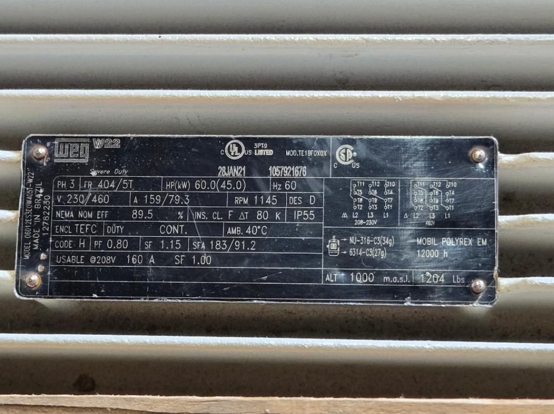 WEG 06012ES3EOW405T-W22 AC induction electric motor