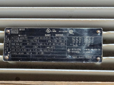 WEG 06012ES3EOW405T-W22 AC induction electric motor