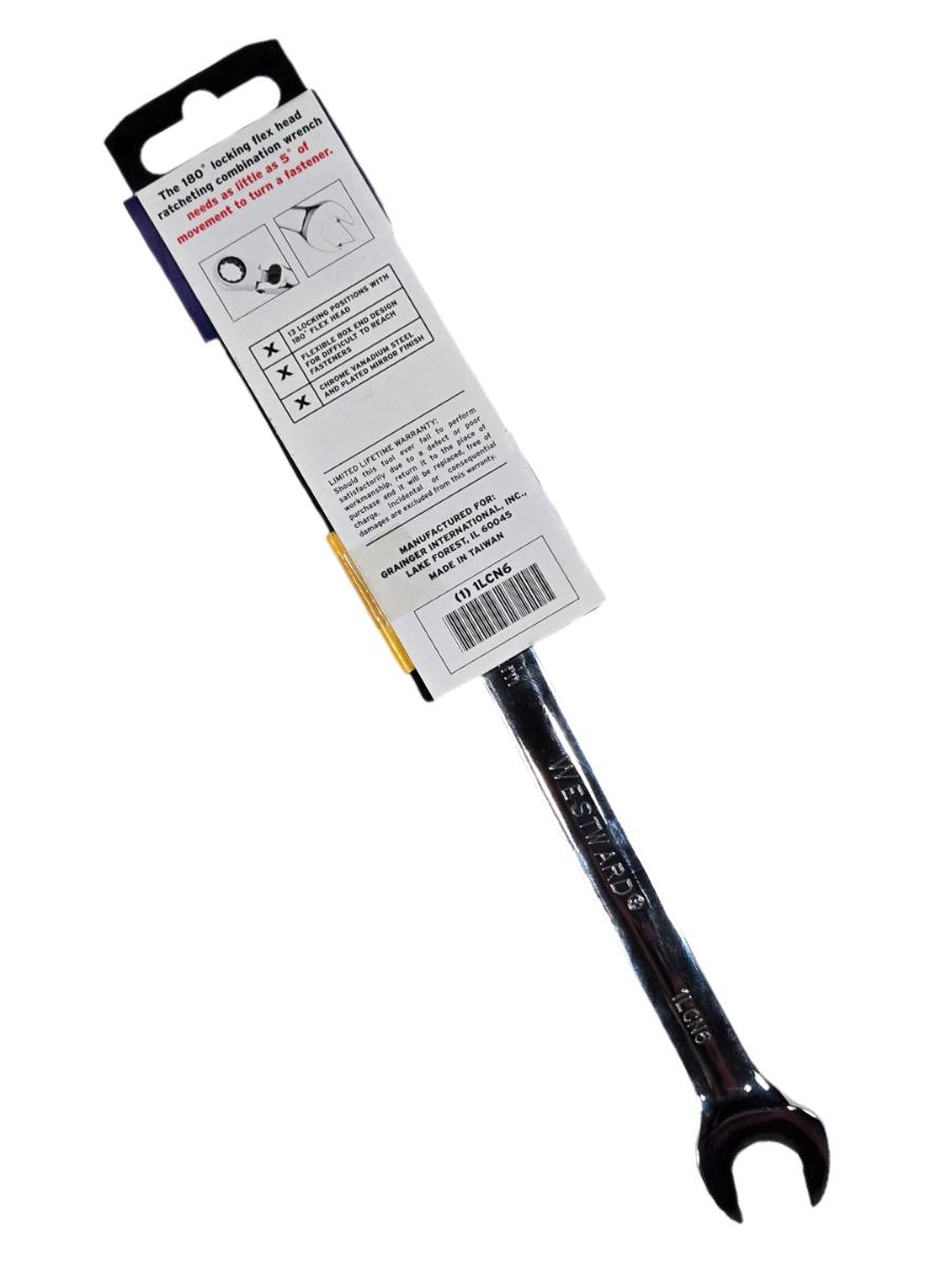 Westward 1LCN6 locking flex ratcheting combination wrench