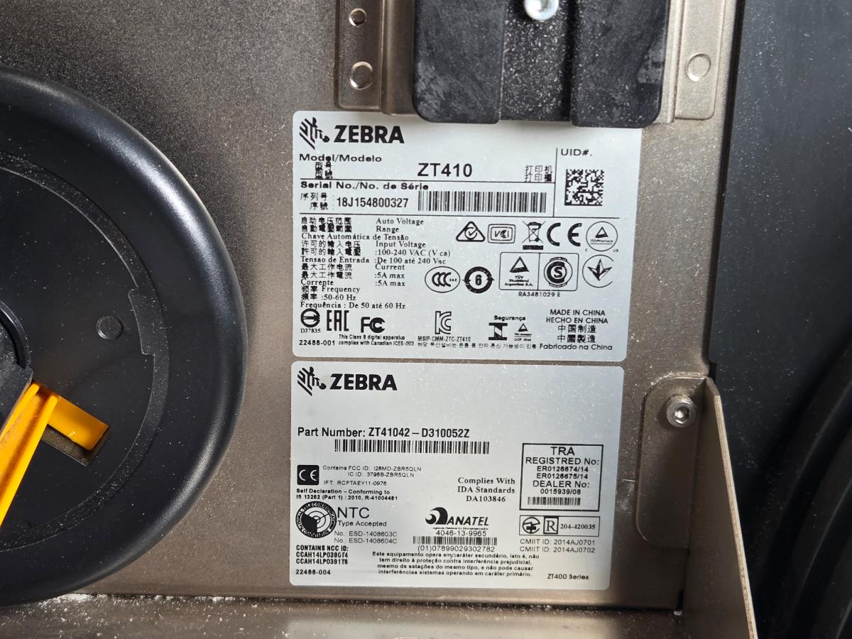 Zebra ZT41042-D310052Z thermal transfer label printer