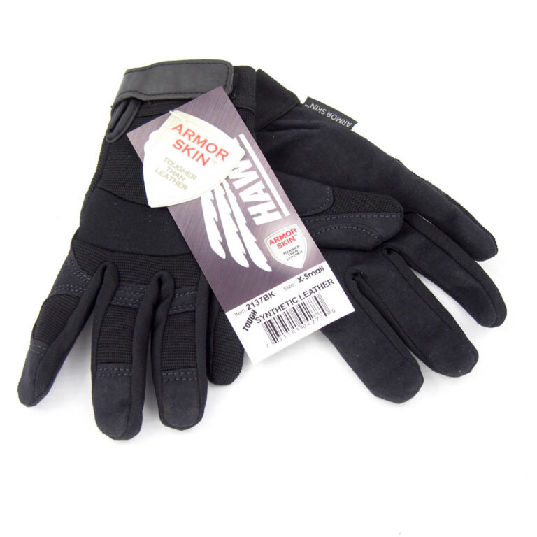 Hawk Armor Skin 2137BK Synthetic Leather Tough Work Gloves XS