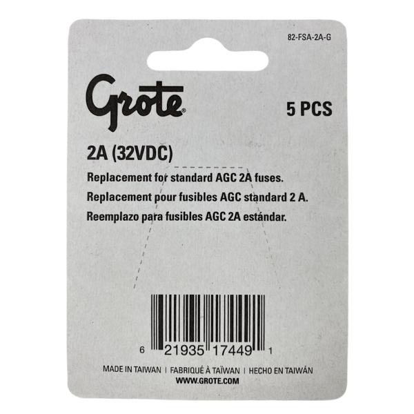 Grote 82-FSA-2A-G Glass AGC 2 AMP Fuse