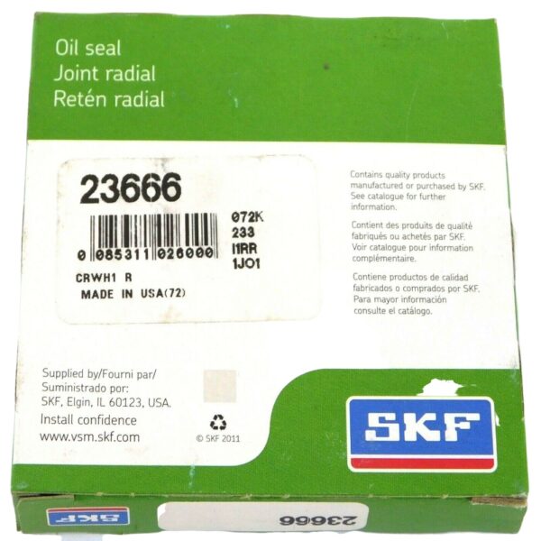 SKF 23666 Oil Seal 2.375" x 3.189" x 0.4375" Nitrile CRWH1