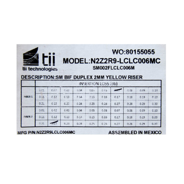 Tii Technologies N2Z2R9-LCLC006MC Fiber Cable