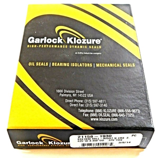 Garlock Klozure 21158-1930 Oil Seal 2.625" x 3.35" x 0.375" Nitrile 63x1930 - Image 3