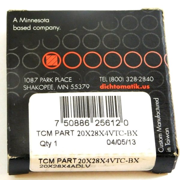 TCM 20X28X4VTC-BX Oil Seal 0.787" x 1.102" x 0.157" NBR/Carbon Steel TC