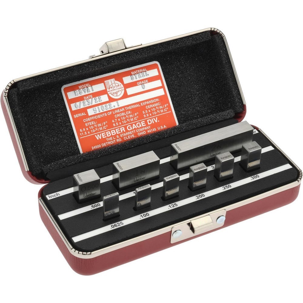 Starrett RS9A1 2″ Grade (A+) 9 Piece Steel Rectangular Gage Block Set ...