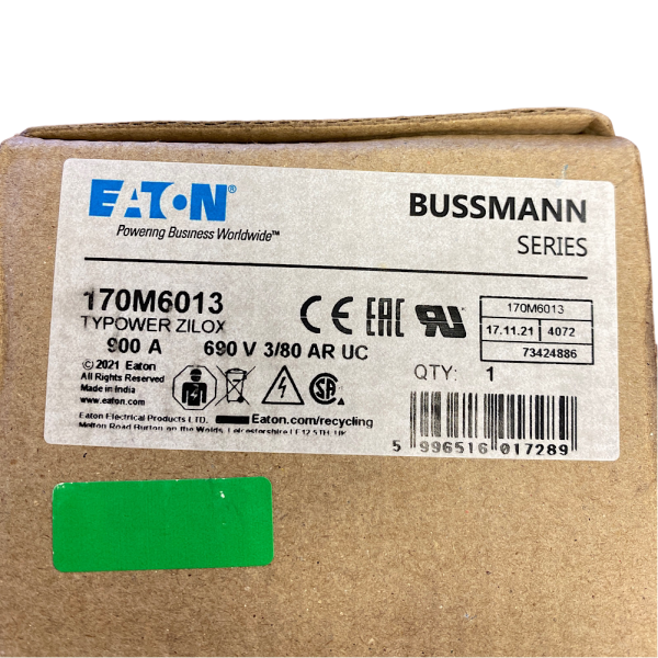 Eaton 170M6013 900A 700V 2P Bolt Mount High Speed Square Body Fuse - Image 3