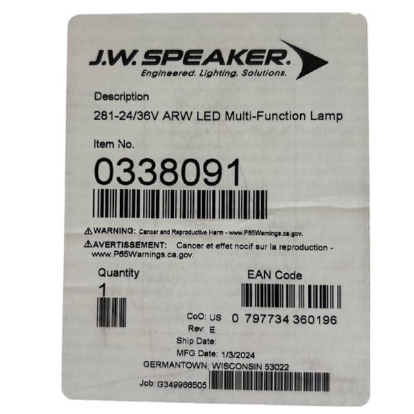 J.W. Speaker 338091 Lamp